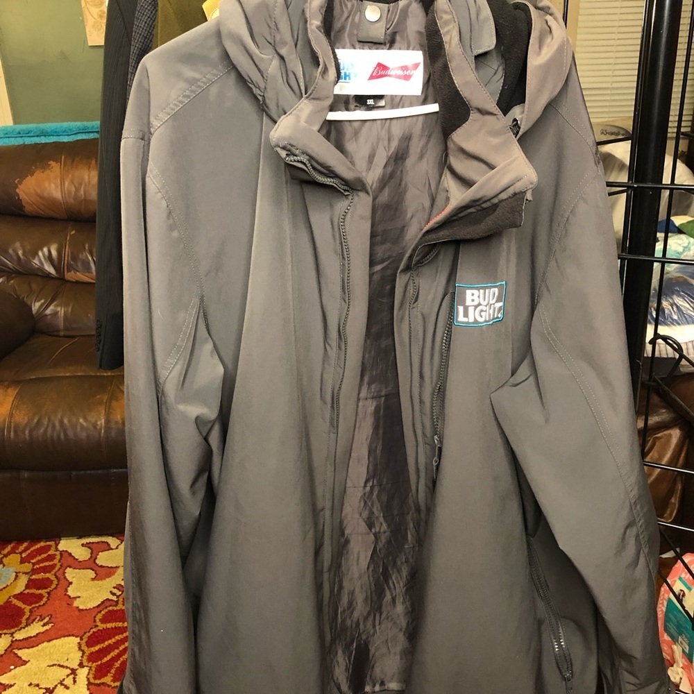 3x Gray Men's Jacket bud light Budweiser hooded